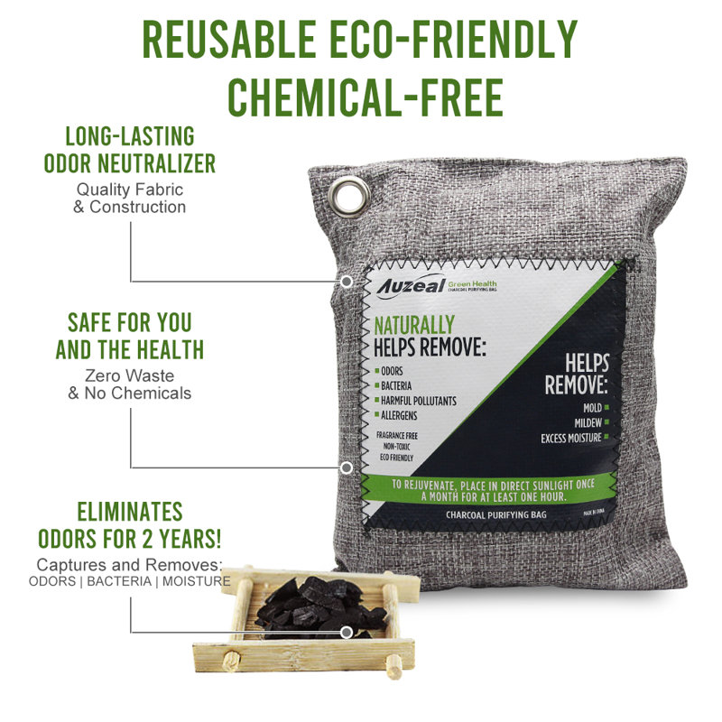 2 Bags Air Purifying Bag Purifier Nature Fresh Charcoal Bamboo Mould Freshener